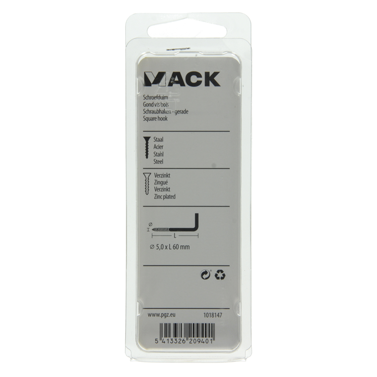 Mack 1018147 - Daumenschraube verzinkter Stahl 14 Stück 5,0 x 60 mm | 5 Stück