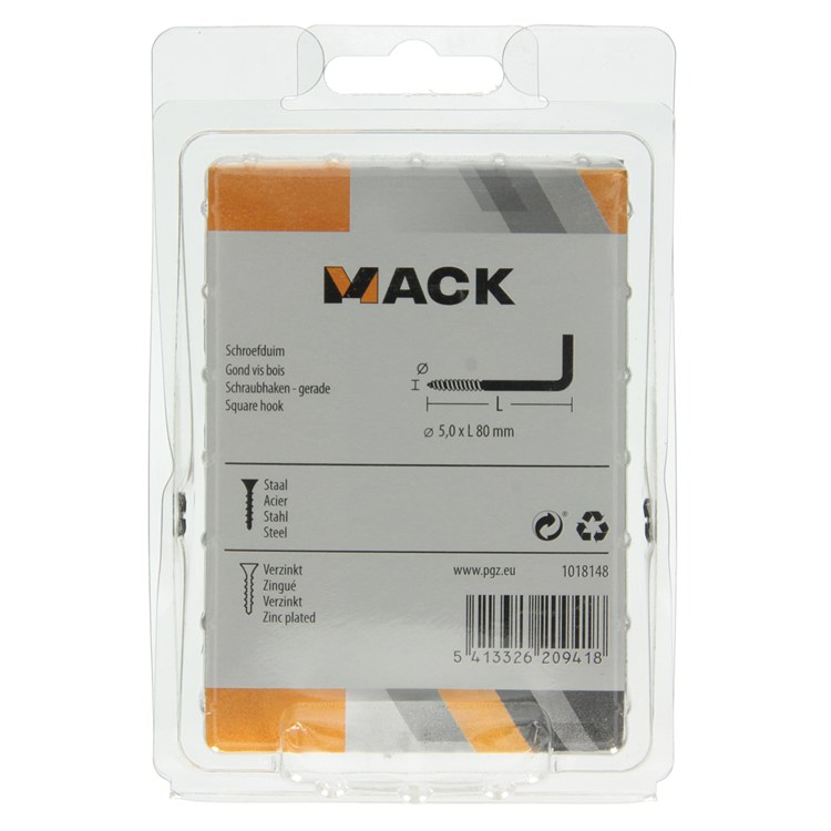 Mack 1018148 - Daumenschraube verzinkter Stahl 12 Stück 5,0 x 80 mm | 5 Stück