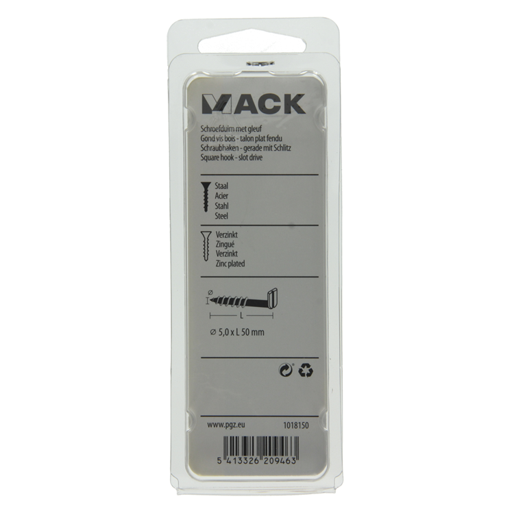 Mack 1018150 - Daumenschraube mit Schlitz verzinkt 16 Stück 5,0 x 50 mm | 5 Stück