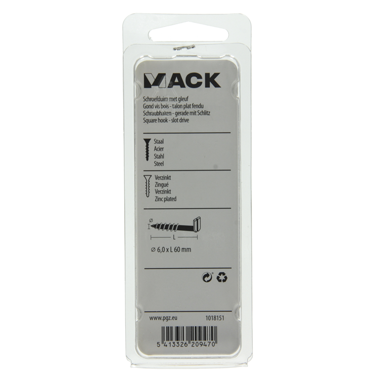 Mack 1018151 - Daumenschraube mit Schlitz verzinkt 12 Stück 6,0 x 60 mm | 5 Stück