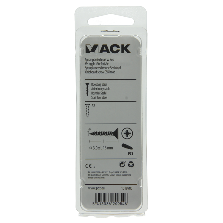 Mack 1019980 – Spanplattenschraube VZ-Kopf Edelstahl 120 Stück 3,0 x 16 mm | 5 Stück