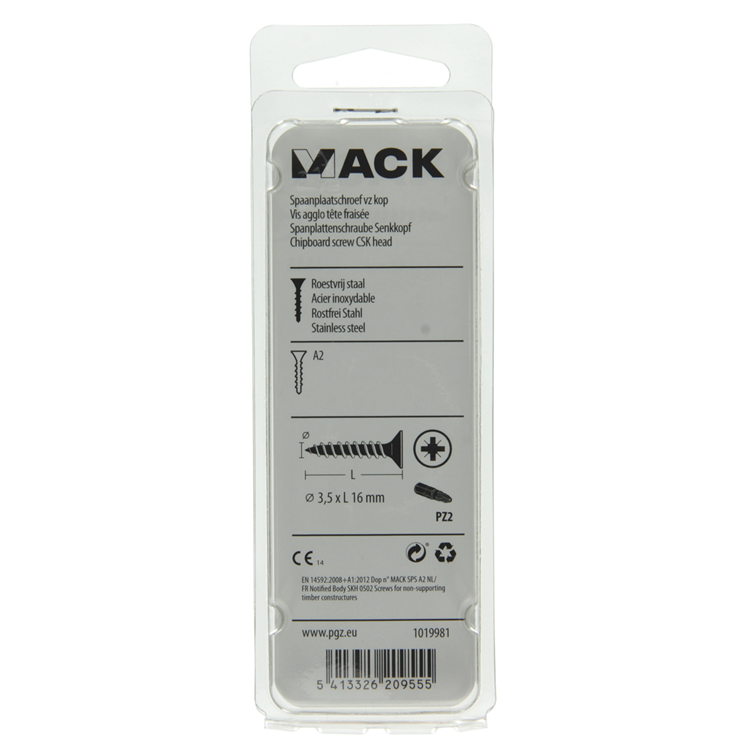 Mack 1019981 - Spanplattenschraube VZ-Kopf Edelstahl 110 Stück 3,5 x 16 mm | 5 Stück
