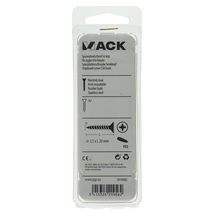 Mack 1019982 – Spanplattenschraube VZ-Kopf Edelstahl 100 Stück 3,5 x 20 mm | 5 Stück