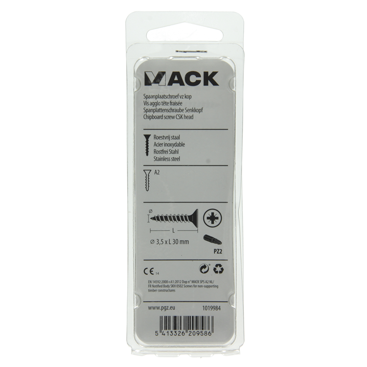 Mack 1019984 – Spanplattenschraube VZ-Kopf Edelstahl 75 Stück 3,5 x 30 mm | 5 Stück