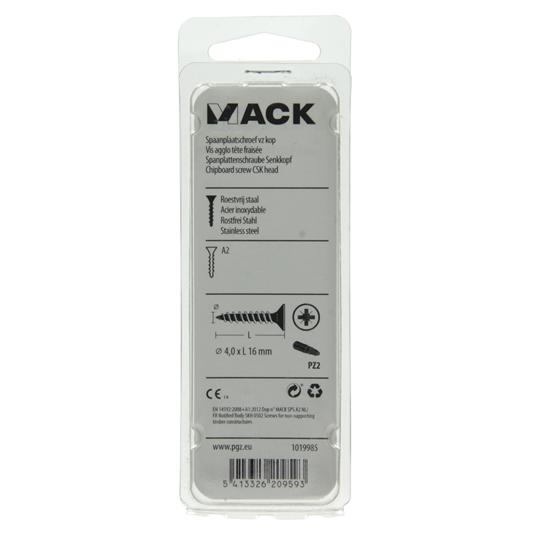 Mack 1019985 - Spanplattenschraube VZ-Kopf Edelstahl 90 Stück 4,0 x 16 mm | 5 Stück