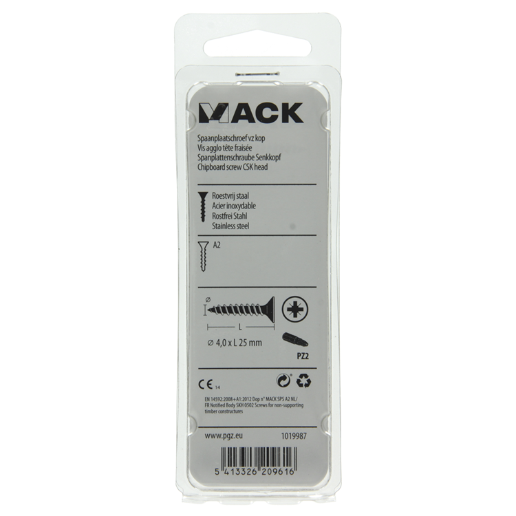 Mack 1019987 - Spanplattenschraube VZ-Kopf Edelstahl 70 Stück 4,0 x 25 mm | 5 Stück