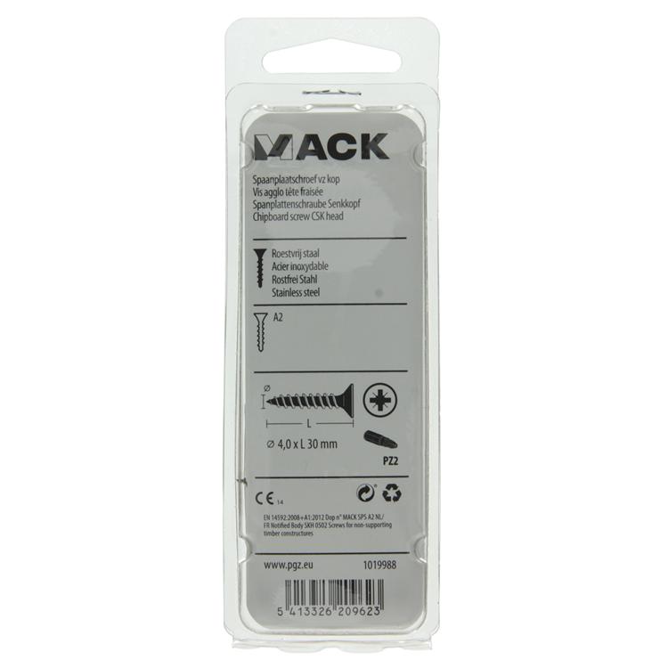Mack 1019988 - Spanplattenschraube VZ-Kopf Edelstahl 60 Stück 4,0 x 30 mm | 5 Stück