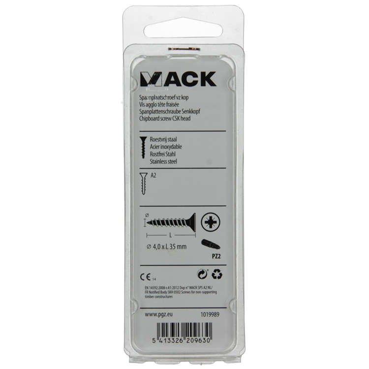 Mack 1019989 - Spanplattenschraube VZ-Kopf Edelstahl 50 Stück 4,0 x 35 mm | 5 Stück