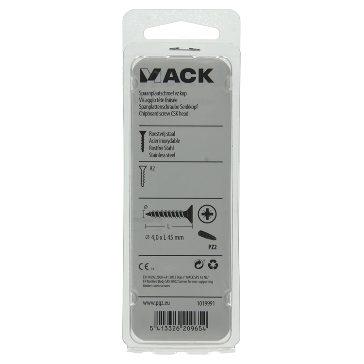 Mack 1019991 – Spanplattenschraube VZ-Kopf Edelstahl 35 Stück 4,0 x 45 mm | 5 Stück