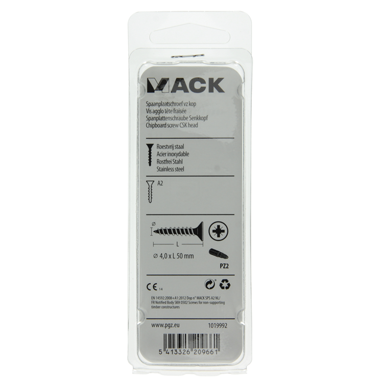 Mack 1019992 - Spanplattenschraube VZ-Kopf Edelstahl 32 Stück 4,0 x 50 mm | 5 Stück