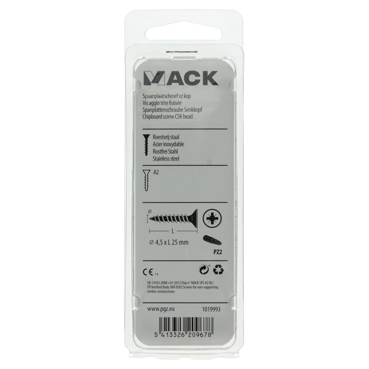 Mack 1019993 - Spanplattenschraube VZ-Kopf Edelstahl 55 Stück 4,5 x 25 mm | 5 Stück