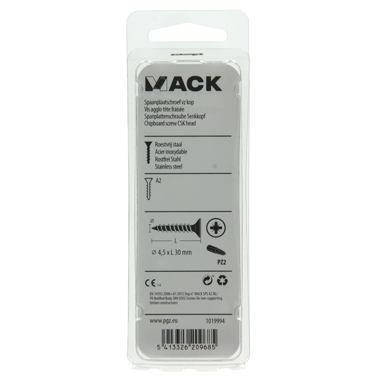Mack 1019994 - Spanplattenschraube VZ-Kopf Edelstahl 50 Stück 4,5 x 30 mm | 5 Stück