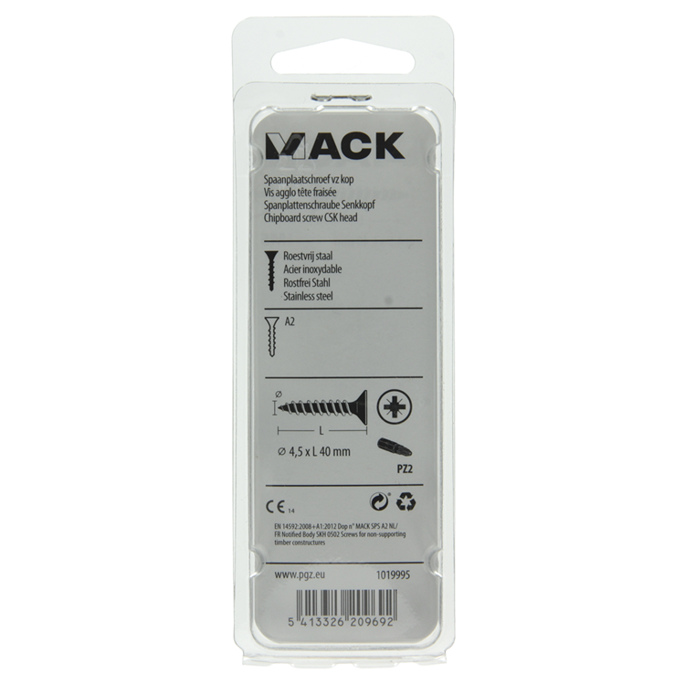 Mack 1019995 - Spanplattenschraube VZ-Kopf Edelstahl 40 Stück 4,5 x 40 mm | 5 Stück