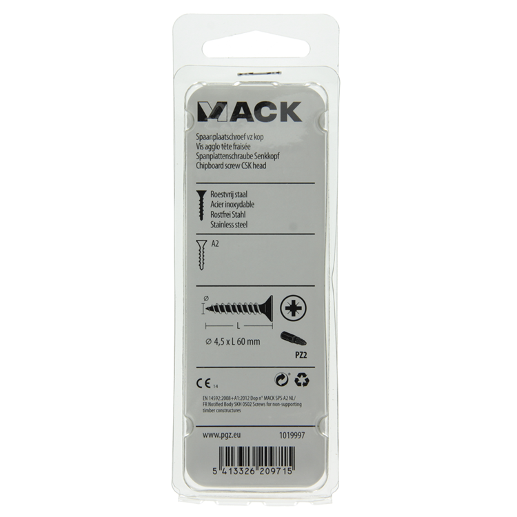 Mack 1019997 - Spanplattenschraube VZ-Kopf Edelstahl 27 Stück 4,5 x 60 mm | 5 Stück