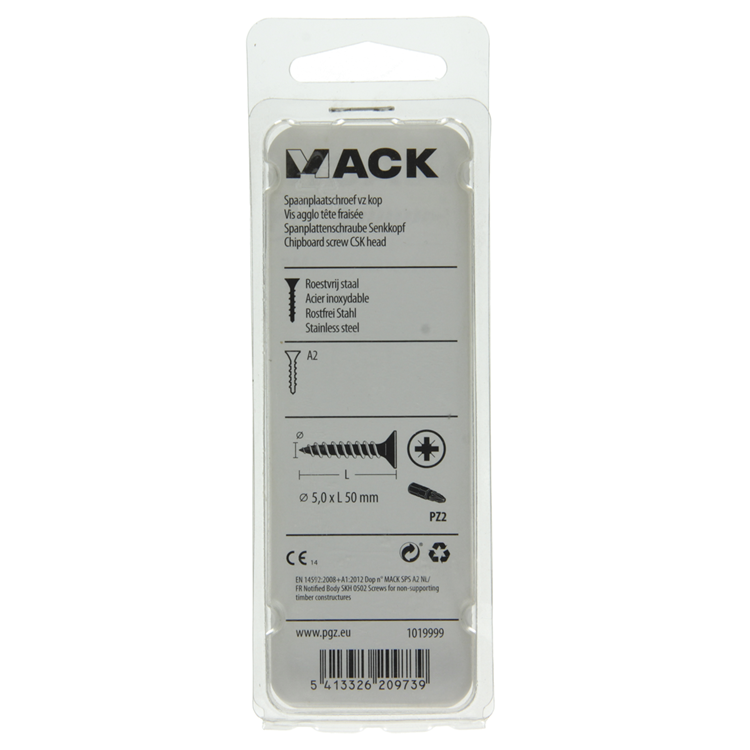 Mack 1019999 - Spanplattenschraube VZ-Kopf Edelstahl 25 Stück 5,0 x 50 mm | 5 Stück