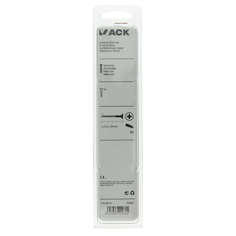 Mack 1020002 - Spanplattenschraube VZ-Kopf Edelstahl 15 Stück 5,0 x 80 mm | 5 Stück