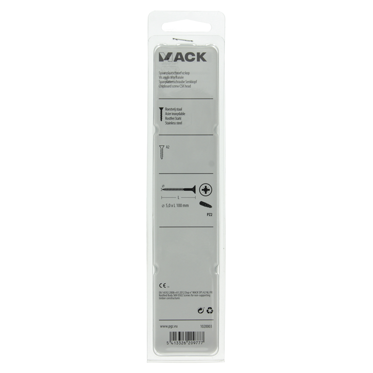 Mack 1020003 - Spanplattenschraube VZ-Kopf Edelstahl 12 Stück 5,0 x100 mm | 5 Stück