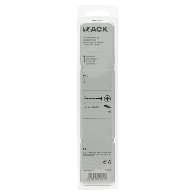 Mack 1020006 – Spanplattenschraube VZ-Kopf Edelstahl 12 Stück 6,0 x 100 mm | 5 Stück
