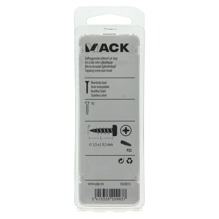 Mack 1020015 – selbstschneidende Schraube Zylinderkopf A2 70 Stück 3,5 x 9,5 mm | 5 Stück