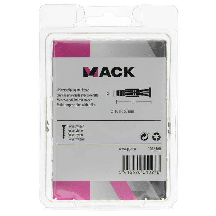 Mack 1018160 - Universalstecker + Kragen Polyethylen30 Stück 10 x 60 mm | 5 Stück