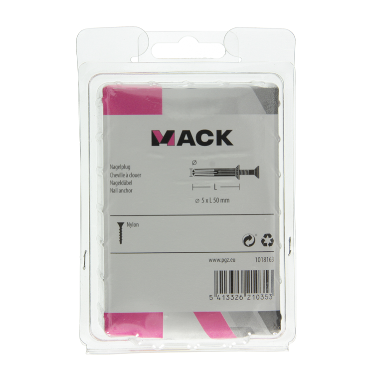 Mack 1018163 - Nylon-Nageldübel Polyamid 40 Stück 5 x 50 mm | 3 Stück