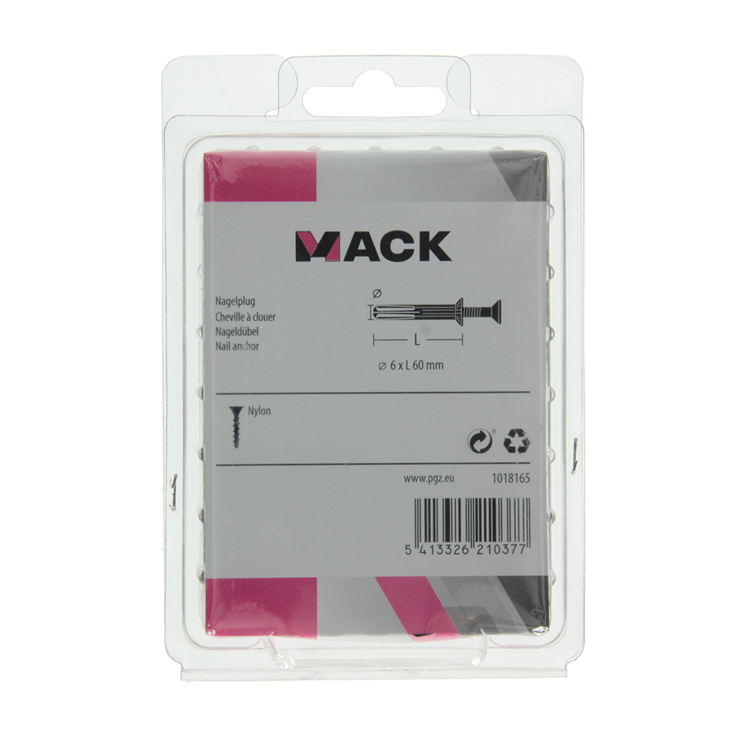 Mack 1018165 - Nylon-Nageldübel Polyamid 35 Stück 6 x 60 mm | 3 Stück
