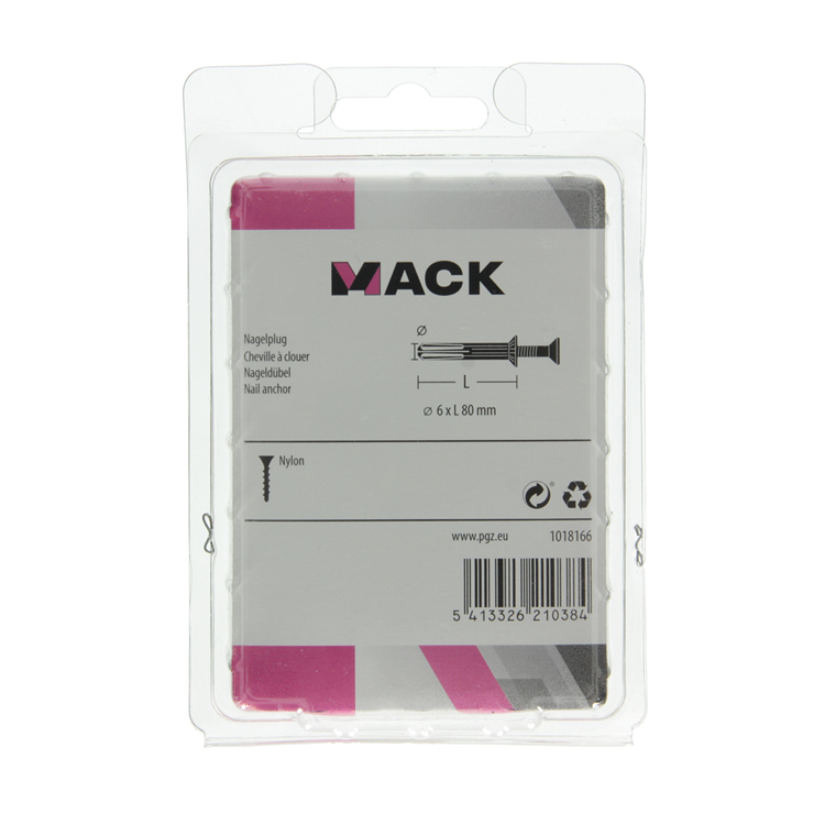 Mack 1018166 - Nylon-Nageldübel Polyamid 30 Stück 6 x 80 mm | 3 Stück