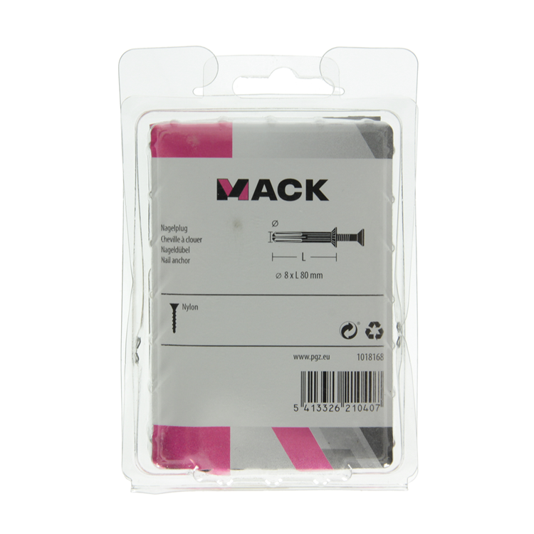 Mack 1018168 - Nylon-Nageldübel Polyamid 22 Stück 8 x 80 mm | 3 Stück