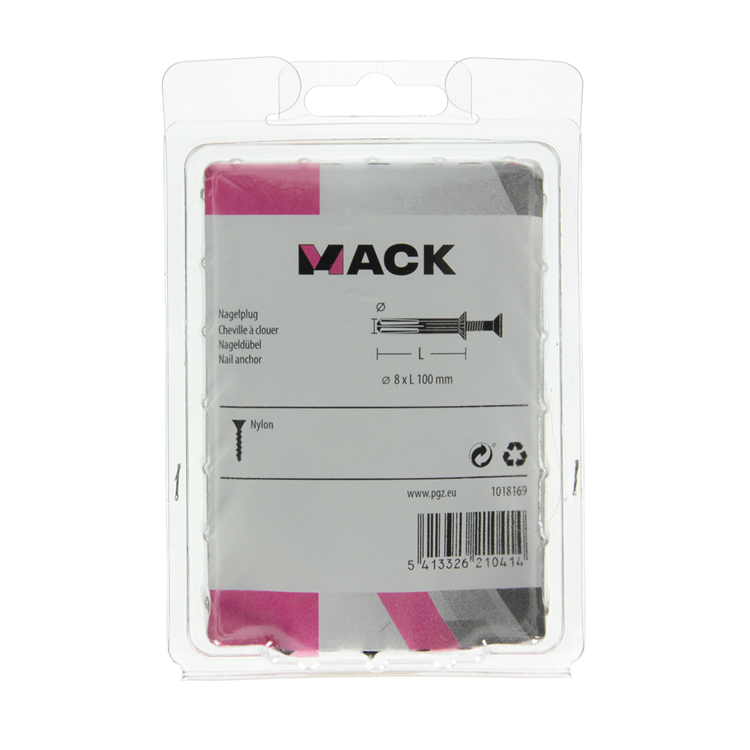 Mack 1018169 - Nylon-Nageldübel Polyamid 18 Stück 8 x 100 mm | 3 Stück