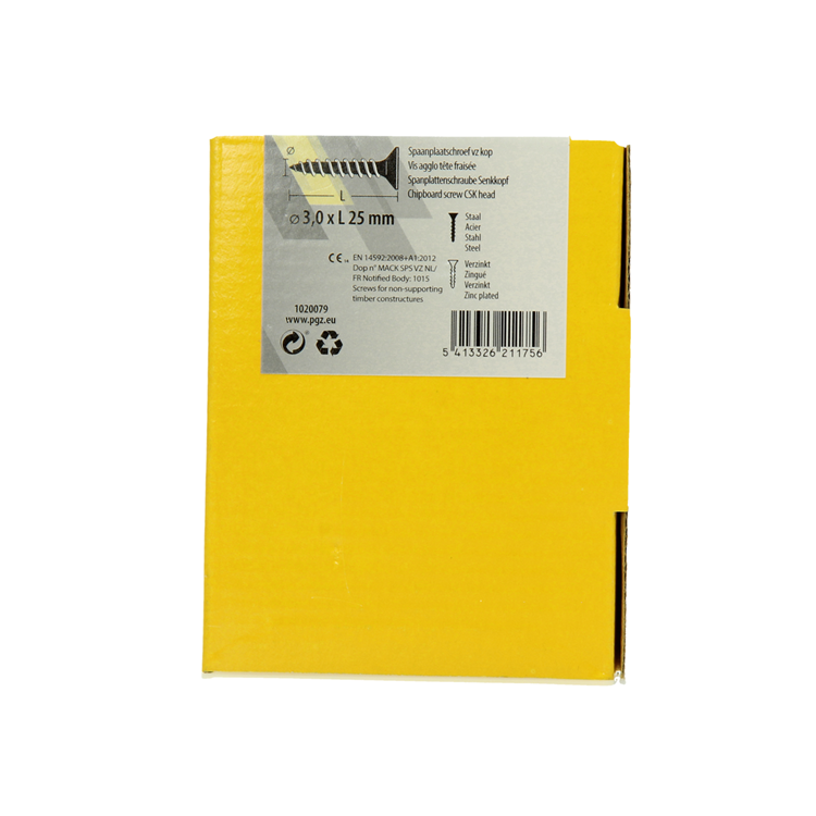 Mack 1020079 - Spanplattenschraube mit Kopf gelb mit 200 Stück 3,0 x 25 mm | 5 Stück