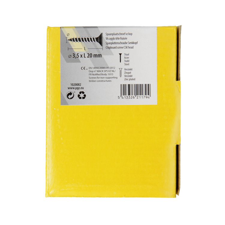 Mack 1020082 - Spanplattenschraube mit Kopf gelb mit 200 Stück 3,5 x 20 mm | 5 Stück