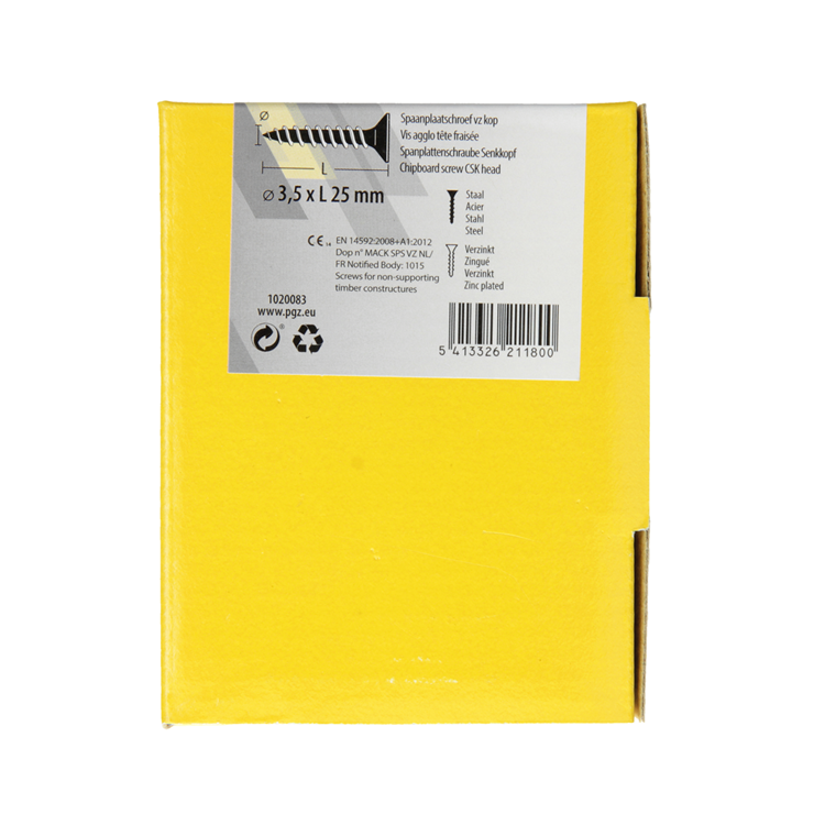 Mack 1020083 - Spanplattenschraube mit Kopf gelb mit 200 Stück 3,5 x 25 mm | 5 Stück