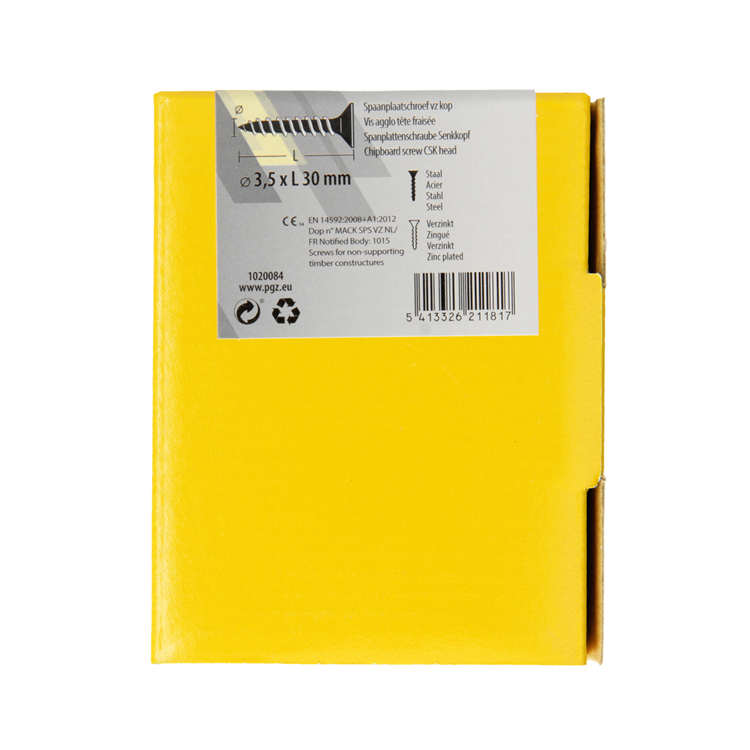 Mack 1020084 - Spanplattenschraube mit Kopf gelb VZ 200 Stück 3,5 x 30 mm | 5 Stück