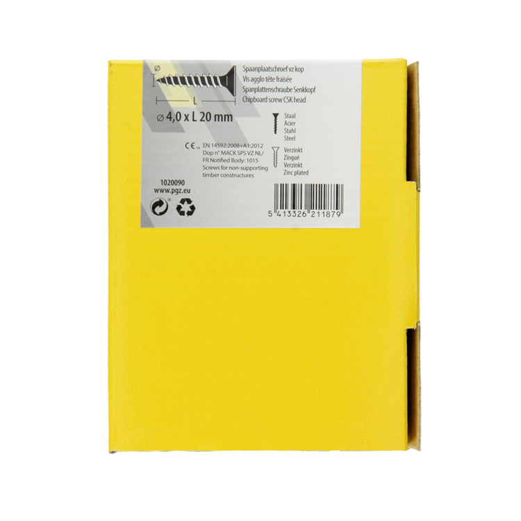 Mack 1020090 - Spanplattenschraube mit Kopf gelb mit 200 Stück 4,0 x 20 mm | 5 Stück