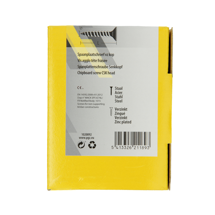 Mack 1020092 - Spanplattenschraube mit Kopf gelb mit 200 Stück 4,0 x 30 mm | 5 Stück