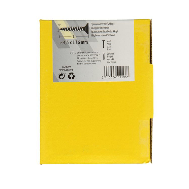 Mack 1020099 - Spanplattenschraube mit Kopf gelb mit 200 Stück 4,5 x 16 mm | 5 Stück