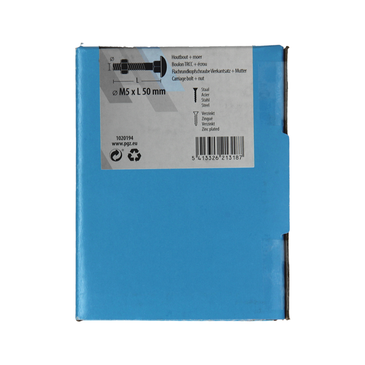 Mack 1020194 – Holzschraube + Mutter verzinkt 35 stm5 x 50 mm | 5 Stück
