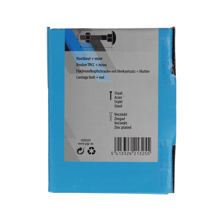 Mack 1020201 – Holzschraube + Mutter verzinkt 22 stm6 x 70 mm | 5 Stück