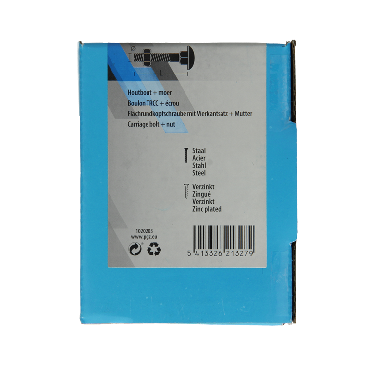 Mack 1020203 – Holzschraube + Mutter verzinkt 18 stm6 x 100 mm | 5 Stück