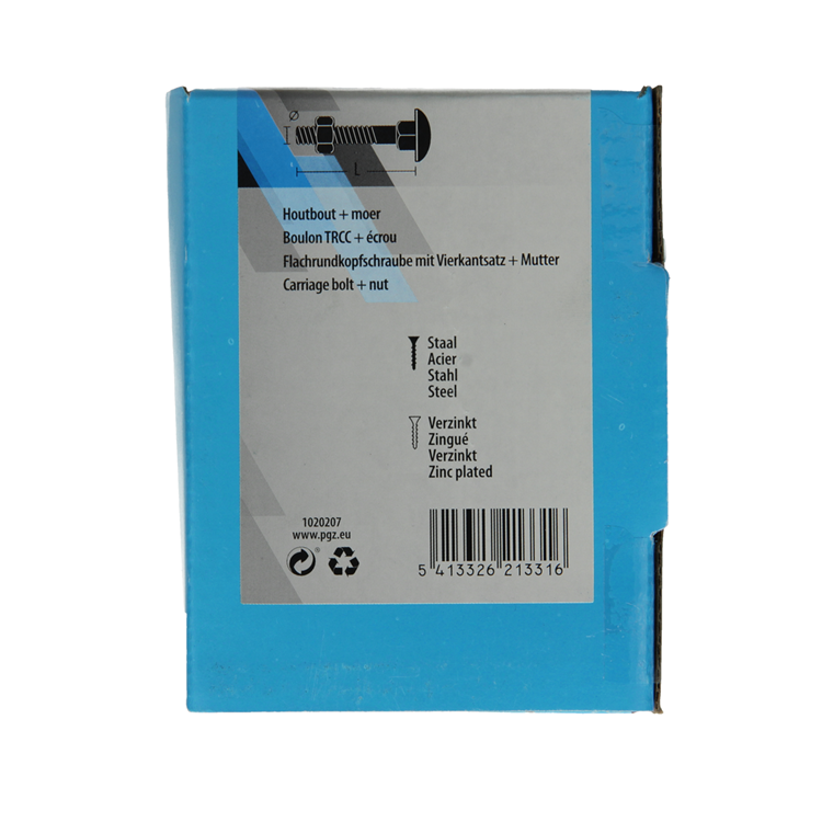 Mack 1020207 – Holzschraube + Mutter verzinkt 18 stm8 x 60 mm | 5 Stück
