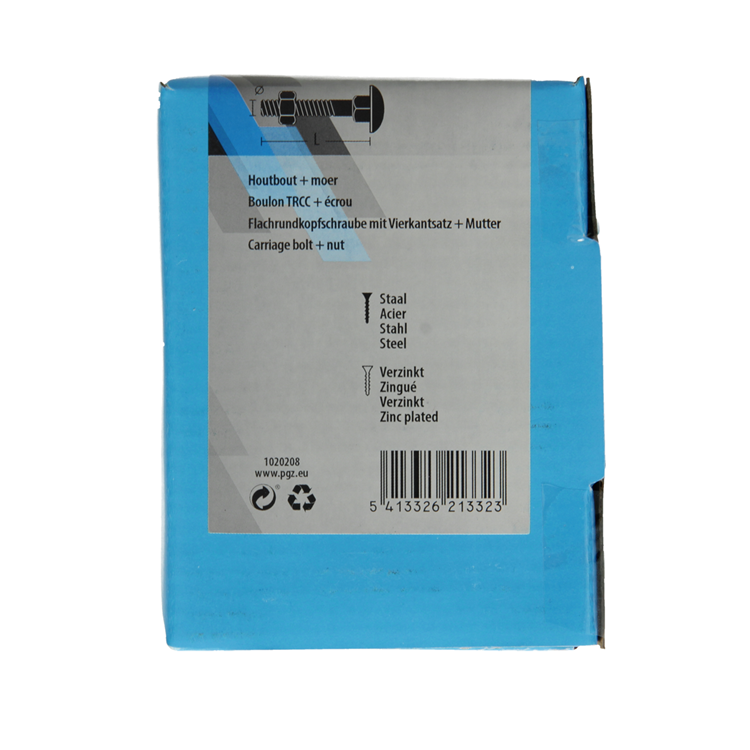 Mack 1020208 – Holzschraube + Mutter verzinkt 16 stm8 x 70 mm | 5 Stück