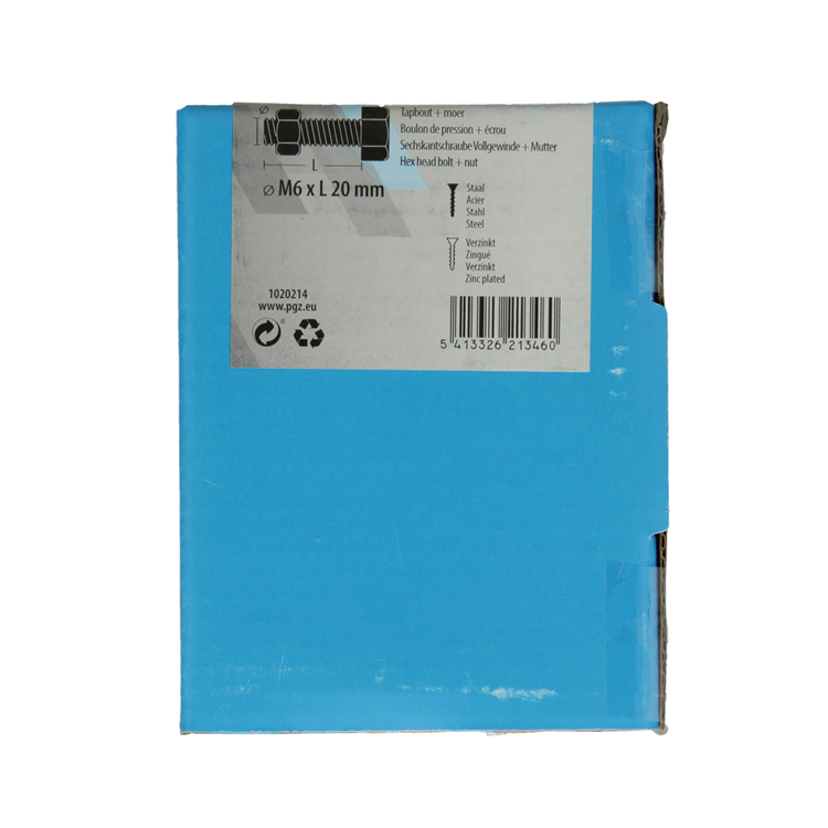 Mack 1020214 – Hahnschraube + Mutter verzinkt 45 Stück M6 x 20 mm | 5 Stück
