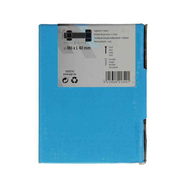 Mack 1020216 – Hahnschraube + Mutter verzinkt 30 Stück M6 x 40 mm | 5 Stück