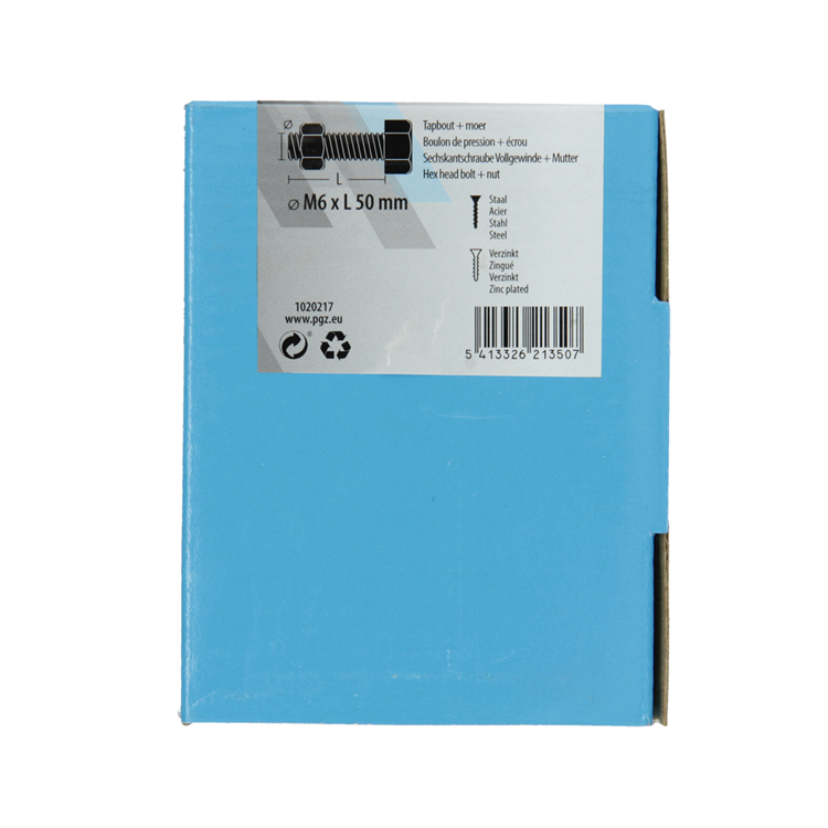 Mack 1020217 - Hahnschraube + Mutter verzinkt 26 Stück M6 x 50 mm | 5 Stück