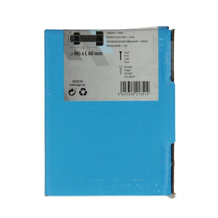 Mack 1020218 - Hahnschraube + Mutter verzinkt 24 Stück M6 x 60 mm | 5 Stück