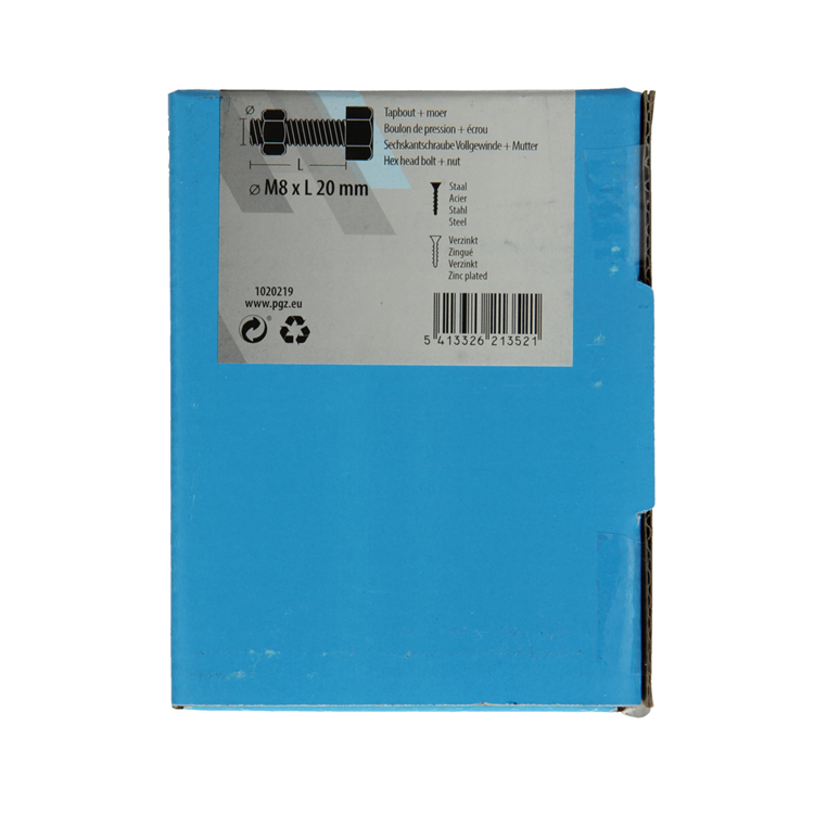 Mack 1020219 – Hahnschraube + Mutter verzinkt 28 Stück M8 x 20 mm | 5 Stück