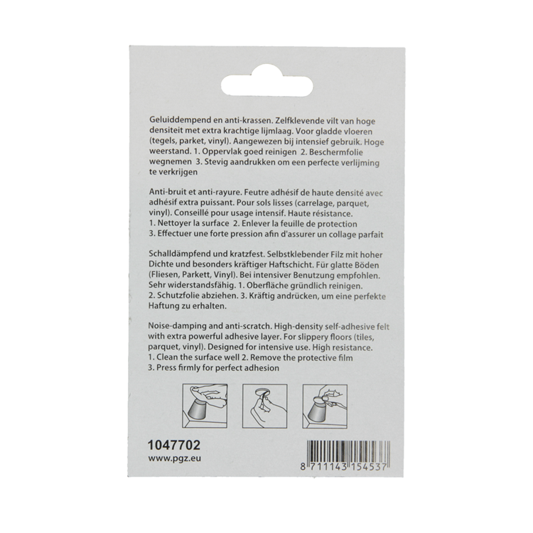 Mack 1047702 - Filzpastille selbstklebend weiß ø 19 mm 18 Stück | 12 Stück