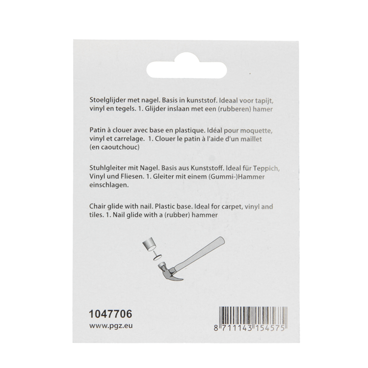 Mack 1047706 - Stuhlgleiter Nagel Kunststoff weiß ø 19 mm 12 Stück | 6 Stück