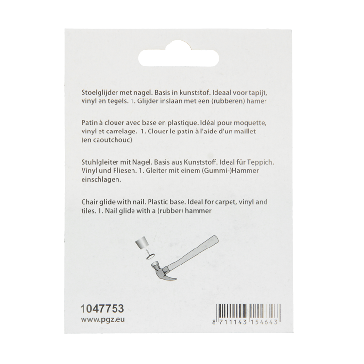 Mack 1047753 - Stuhlgleiter Nagel Kunststoff weiß ø 28 mm 4 Stück | 6 Stück