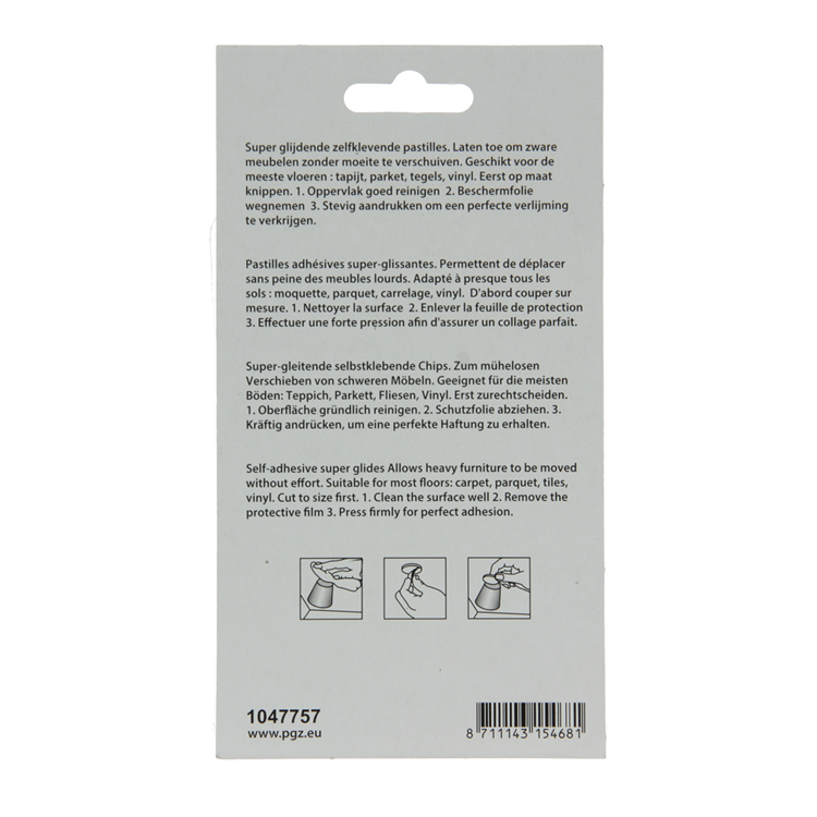 Mack 1047757 - Super-Gleitpastille selbstklebend grau 70 x 100 mm 1 Stk. | 12 Stück